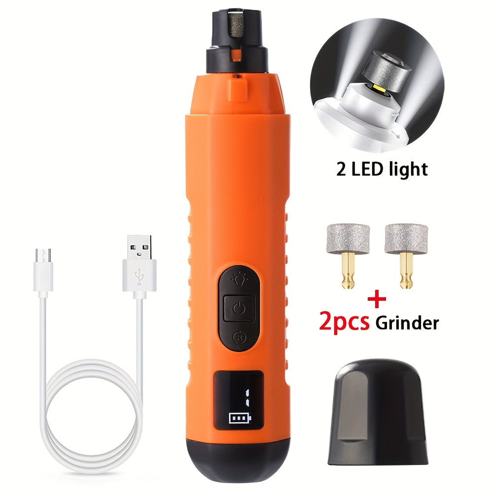 5-Speed Pet Nail Grinder with 2 LED Lights, Cat and Dog Nail Grinding with 3 Grinding, Painless Pet Electric Nail Clippers, Dog Paw Care and Grooming Tools