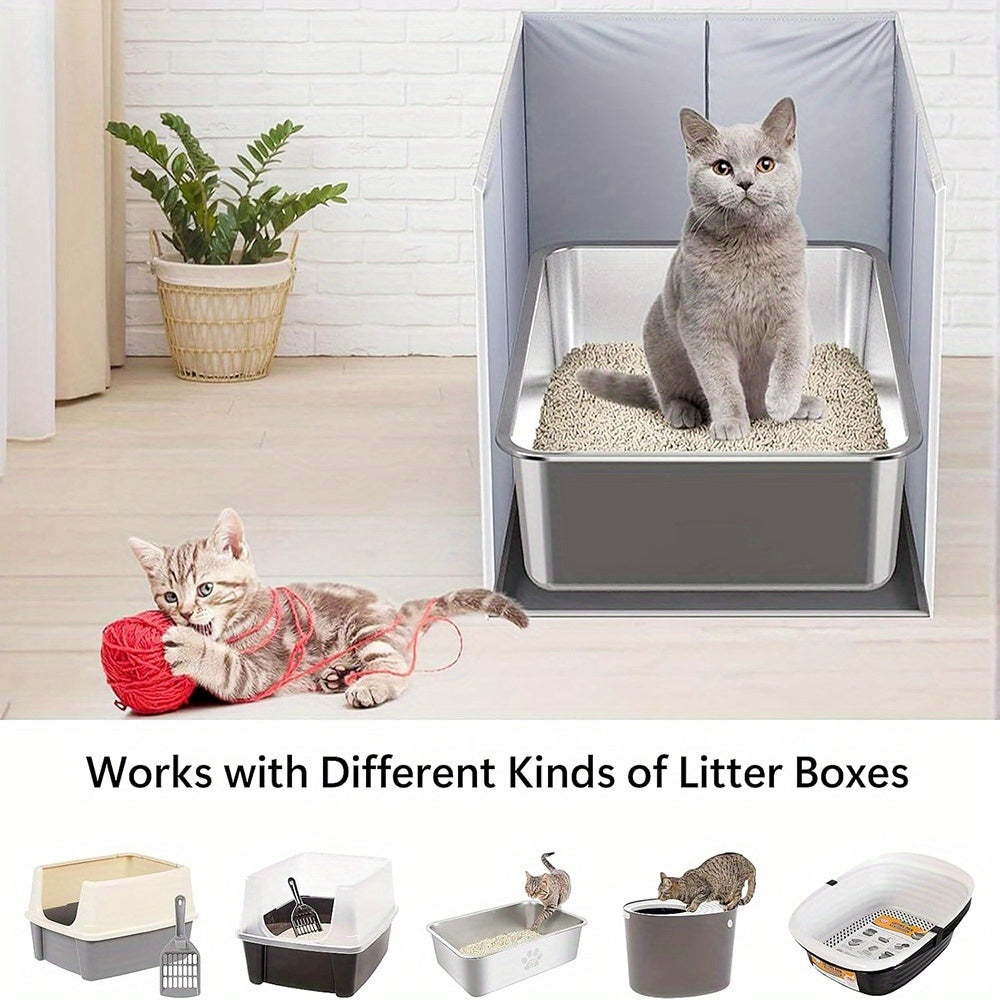 Splash Proof Cat Litter Box Fence, Portable Foldable Cat Litter Box Baffle, Open Anti Dirty Cat Litter Box Companion